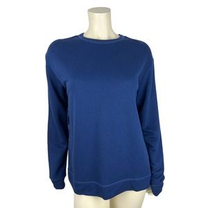 NEW Sandro Paris Blue Satin Sweatshirt Top 1 S Jude Long Sleeve Jersey Womens